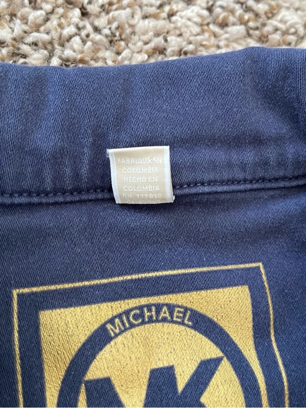 MICHAEL KORS Oxford Blue Denim Style Jacket Women's‎ Size M Mid Length Stretchy